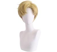 Windskids Sailor Uranus Cosplay Parrucca Donna Oro Corto Stratificato Parrucca Sailor Uranus Tenoh Haruka Halloween Carnevale Festa Compleanno Mascherata Performance Costume Accessori Anime Wig