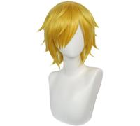 Windskids Sanji Parrucca Uomo Cosplay Anime Pirata Re Principe Sanji Giallo Capelli Corti Lisci Wig per Halloween Carnevale Festa Mascherata Performance Costume Accessori Parrucca