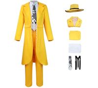 Windskids Stanley Costume con Cappello Uomo Cosplay Verde Mask Jim Carrey Stanley Vintage Giallo Smoking Set per Halloween Carnevale Festa Mascherata Performance Costume