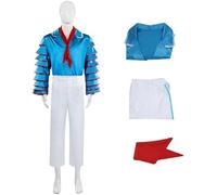 Windskids Stanley Ipkiss Costume Uomo Cosplay Mask Jim Carrey Vintage Disco Rock Set Top Pantaloni Sciarpa per Fancy Dress Up Halloween Carnevale Festa Compleanno Mascherata Performance Costume, Blu