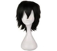 Windskids Uchiha Cosplay Parrucca Uomo Nero Corto Strati Multipli Parrucca Anime Ninja Uchiha Halloween Carnevale Festa Compleanno Mascherata Performance Costume Accessori Anime Wig