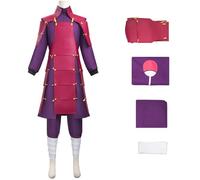 Windskids Uchiha Madara Costume Uomo Cosplay Anime Ninja Uchiha Madara Uniforme Armatura Top Pantaloni Spalline Set per Fancy Dress Up Halloween Carnevale Festa Mascherata Mostra Performance Costume