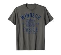 Windsor Castle EST. 1070 Berkshire England - Stampa Marina invecchiata Maglietta