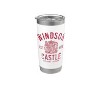 Windsor Castle Est. 1070 Berkshire Inghilterra Stampa rossa invecchiata Bicchiere termico in acciaio inox doppia parete