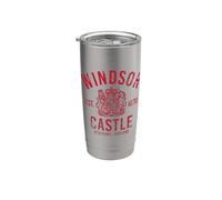 Windsor Castle Est. 1070 Berkshire Inghilterra Stampa rossa invecchiata Bicchiere termico in acciaio inox doppia parete