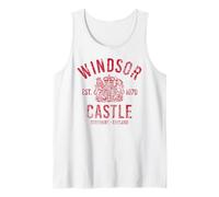 Windsor Castle EST. 1070 Berkshire Inghilterra Stampa Rossa invecchiata Canotta