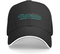 Windsoul Berretto da Baseball Design Nathan's Famoso Ristorante Logo Big Size Cappello Derby Cappello Cappelli da Sole Nero Fresco