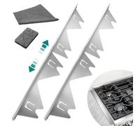 Windspeed - Confezione da 2 coperture per fessure della stufa in acciaio inox, colore argento, per piano cottura e spazio tra stufa e bordo del bancone, lunghezza da 35,1 cm a 70,1 cm