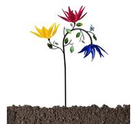 Windspiel Aus Metall Mit Gegenläufigen Rotoren Gartendeko Höhen Aufbaubar Gartenstecker Windmühle in Kupferoptik Windskulptur Charme Windrad Farbenfrohes Blumenstecker