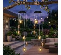 Windspiel Solarlampe Pendelleuchte Stelle Garten LED H 70 cm 2er Set [EEK: Non valutato]