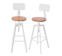 WindWilder 2 sgabelli da bar in legno, diametro della seduta: 30 cm, altezza 63 - 83 cm, altezza regolabile in altezza, industriali, con schienale, seggiolone per seggiolone, bar, caffè, cucina