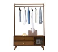 WindWilder Appendiabiti in legno con cassetto, 105 x 29 x 158 cm, marrone retrò, per riporre scarpe, robusto appendiabiti per camera da letto, soggiorno, corridoio (105 x 29 x 158 cm)