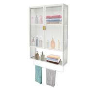WindWilder Armadio da bagno a 3 ripiani, montato a parete, con portasciugamani per bagno, cucina, lavanderia, fino a 30 kg, 50 x 14,5 x 70 cm (bianco)
