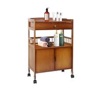 WindWilder Carrello da portata con ruote in legno, 52 x 30 x 80 cm, carrello da cucina con cassetto e armadio inferiore, ogni strato fino a 50 kg/110 lbs (marrone)