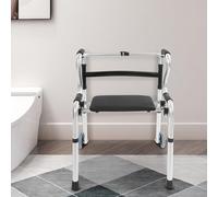 WindWilder Deambulatore pieghevole per adulti e anziani - 8 livelli regolabile in altezza 75 - 90 cm con ruote e sedile rimovibile - fino a 100 kg/220 lbs