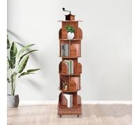 WindWilder Libreria girevole a 5 livelli con ruote, 46 x 46 x 173 cm, girevole a 360°, con cassetti fino a 45 kg, capacità di carico (colore legno)