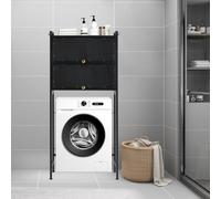 WindWilder Scaffalatura a 3 strati per lavatrici, 70 x 25 x 167 cm, 2 ante per lavatrici, organizer con 6 ganci (nero)