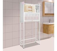 WindWilder Scaffalatura a 3 strati, per lavatrici, 70 x 25 x 167 cm, 2 porte, per lavatrici, con 6 ganci (bianco)