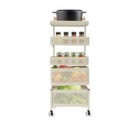 WindWilder Scaffale da cucina con ruote, a 5 livelli con 4 cestini, girevole a 360°, multistrato, per cucina, soggiorno, bagno (5 piani con 4 cestini, 30 x 19 x 79 cm)