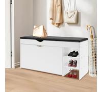 WindWilder Scarpiera 100 x 30 x 51 cm, scarpiera con seduta e cassetto pieghevole, stile industriale per corridoio e ingresso (bianco)