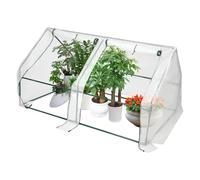 WindWilder Serra con finestra a rullo, pellicola a griglia in polietilene, 2/3, tetto a punta, per balcone, giardino, casa di pomodori, piante (bianco e verde, 180 x 90 x 90 cm)
