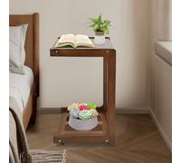 WindWilder Tavolino a forma di C con ruote, 40 x 39 x 63 cm, piccolo tavolino a forma di C per soggiorno, divano, letto, fino a 15 kg (colore noce)