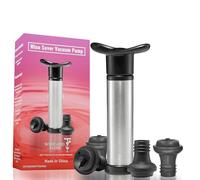 WINE AND FLOW Tappo per vino vuoto aria di qualità con 4 tappi per vino | Pompa per vino riutilizzabile conservazione del vino | Pompa per vuoto vino, tappo bottiglia vino, tappo champagne, idea