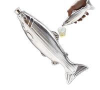 Wine Bottle - 5 oz Fish Shape Whiskey Drinkware, Stainless Steel Flask with Lid, Top Portable Bottle, Pocket-Sized Drink Accessory for Men, Women, Camping, Travel, Picnic, Fishing, Hiking