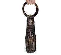 Wine Bottle Bag - Rhinestone Mesh Pouch with Handle for Champagne, Sparkling Gift Wrap with Glittery Design, Soft Stretch Fabric Holds Standard Bottles Securely, Ideal for Party Wedding Picnic Celebra