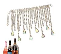 Wine Bottle Decorations, 3.6 Inch Long Rhinestone Tassel Wrap, Adjustable Decorative Wine Bottle Veil for Wedding, Valentine’s Party, Celebration, Birthday Event, Home, or Dining Table Display