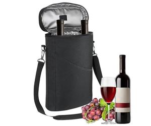 Wine Bottle Holder - 2 Bottle Neoprene Wine Bottles Holder, Insulated Padded Wines | Portable Cooler Tote Bag With Adjustable Shoulder Strap And Handle, Thermal Carrier For Travel, Picnic, Outdoor, A