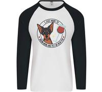 Wine Con Il Mio Min Pin Cane Miniature Pinscher Uomo L/S Maglietta Baseball
