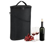 Wine Cooler Bag - 8.5 Inches 2 Bottle Cooler Carrying Case for Travel and Parties, Leakproof Beer Pouch with Adjustable Shoulder Strap, Insulated Storage for Adults Picnic Golf Women