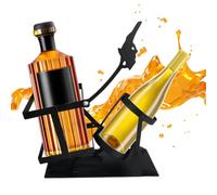 Wine Display Rack, Skull Design Bottle Holder, 6.89x3.15x9.06 inches Gothic Whiskey Organizer, Decorative Centerpiece Stand, 1 Piece Black Resin for Bar Table, Dining Room, Housewarming Gift