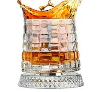 Wine Glasses - 360 Degree Rotating Stemwares for Party Celebration Drinks | Clear Crystal Glassware with Swivel Base, Old Fashioned Tumbler Design, Enjoy Whiskey Cocktail Bourbon for Men Dad Husband