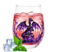 Wine Glasses | 400ml Cocktail Stemless Glassware with 2d Printed Dragon