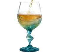 Wine Glasses - Bicchieri da vino riciclati, Stemmed White Winee Cup | Safe White Alcohol Cup Set for Restaurant, Hen Party, celebrations | Sea Wave Design Drinkware, Hand Blown Crystal Alcohol Mug