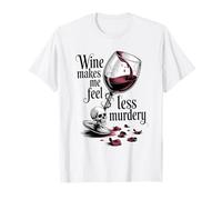 Wine Make Me Feel Less Murdery, Maglietta Divertente con Strega Gotica spettrale Maglietta