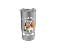 Wine Makes Everything Fine Cavalier King Charles Spaniel Dog Bicchiere termico in acciaio inox doppia parete