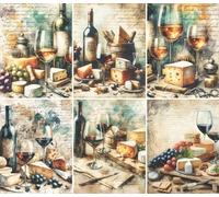 Wine n Cheese Rice Paper, 8 x 10.5 inch - for Decoupage Scrapbooking Cards Crafts