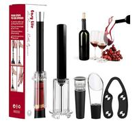 Wine Opener Air Pump,Set 4-in-1 Wino on the Go Set, Set pneumatico di cavatappi 4 pezzi,Apribottiglie a pressione d'aria per bottiglie per casa, ristorante (nero)