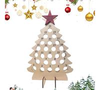 Wine Rack, Christmas Tree-Shaped Calendar Countdown Display, Wooden Wine Bottle Holder Shelf for Holiday Seasonal Decoration, for Halloween Thanksgiving Easter Kids Teens Adults Party Celebration