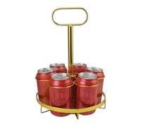 Wine Rack, Golden 6 Bottle Soda Organizer, Wines Hand Basket Drinking Display Stand Ideal for Restaurants, Nightclubs, Dance Parties, Product Size: about 8.66x8.66x11.81 inches