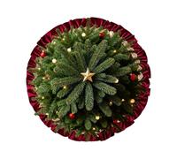 Wine Red Christmas Tree Skirt - 48in Plush Rustic Farmhouse Holiday Mat