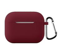 (Wine Red) For AirPods Pro 3 Silicone Case with Carabiner Ultra Thin 1.3mm Earphone Protective Cover（）
