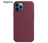 (Wine Red, Multicolor) For iPhone 12 Pro Max Compatible with MagSafe Liquid Silicone Phone Back Cover (No Logo) - Dark Purp