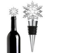 Wine Saver Stopper - Reusable Metal Bottle Sealer with Christmas Snowflake Design | Airtight Champagne Beer Liquor Cap for Home Office Bar Party Holiday New Year Celebration, 11.2x4.9x2cm Gold Silver