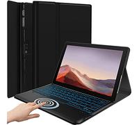 Wineecy Custodia con tastiera retroilluminata per Microsoft Surface Pro - 7 Plus/7/6/5/4 Tablet da 12,3 pollici, retroilluminazione a 7 colori, tastiera wireless rimovibile con custodia in PU Premium