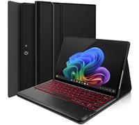 Wineecy Custodia per tastiera touchpad per Microsoft Surface Pro 11/10/9, tastiera wireless rimovibile con retroilluminazione a 7 colori per Microsoft Surface Pro 11a edizione AI