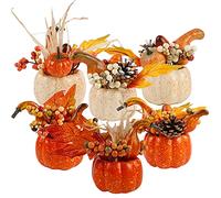 winemana Set di 6 decorazioni artificiali per il Ringraziamento, zucca, bacca, ghianda, pigna, verdure, per il raccolto autunnale, da tavolo, casa, cucina, feste